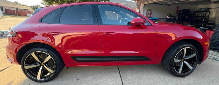 Red SUV after professional mobile exterior detailing service by Luna Car Wash & Detailing in the Dallas Fort Worth Metroplex